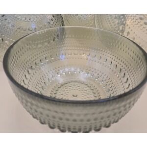 6 Cereal Bowls Juniper Sage (Light Green)  Clear Glass.